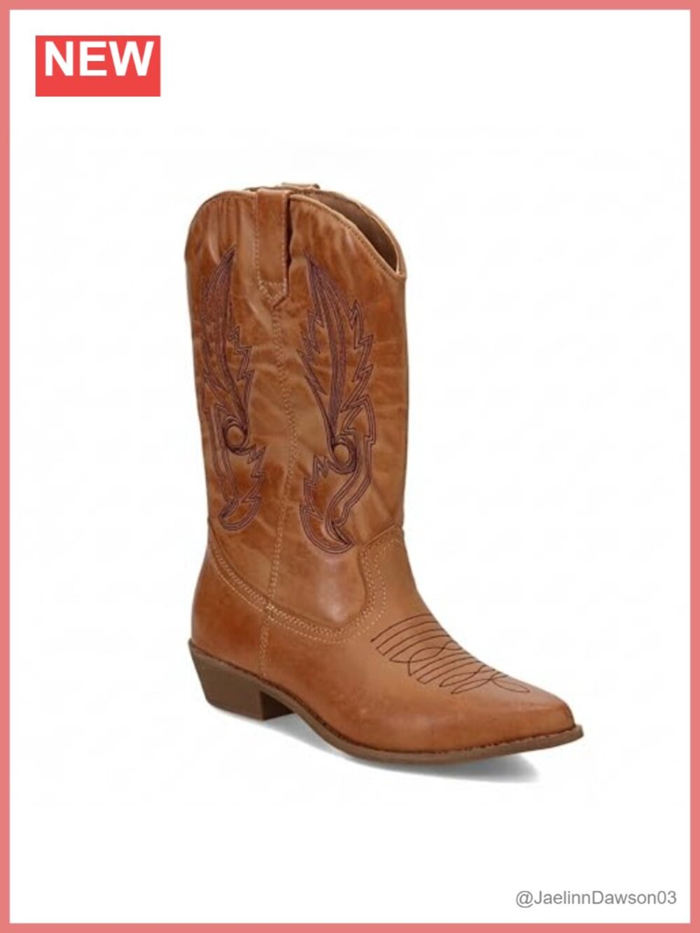 Faux Leather Women's Mid-Calf Western Boot | Cowgirl Style | Pull-On